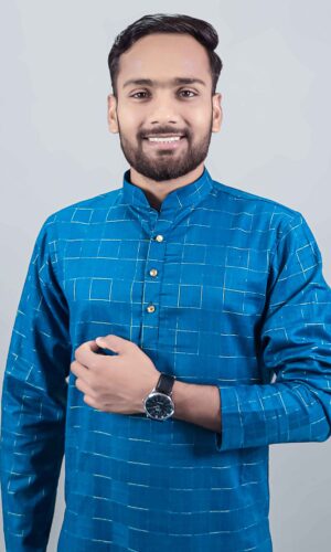 Men's Checked Cotton Blend Kurta – Festive & Party Wear